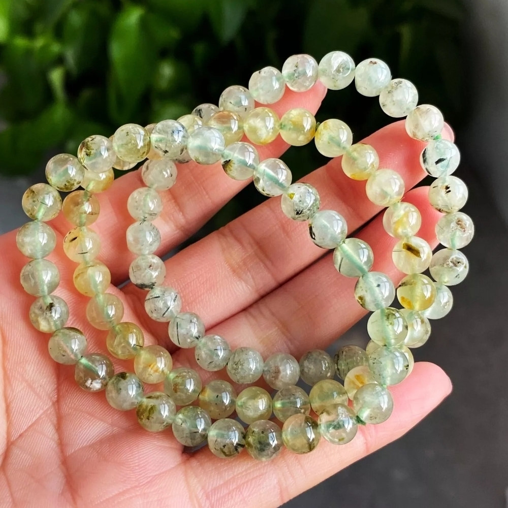 High Quality 7mm Natural Green Grapestone Tourmaline Handmade Bracelet Set